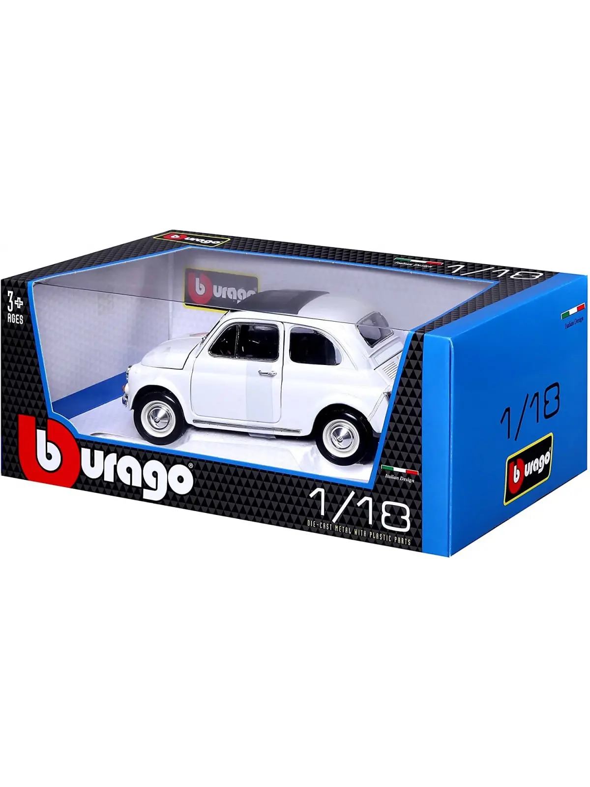 Burago Fiat 500F 1965 Bianca Scala 1/18