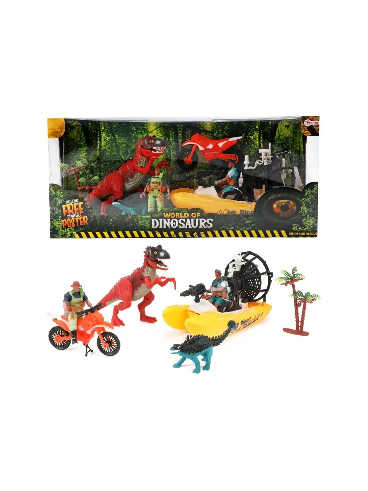 Playset World Of Dinosaurs con Moto e Barca