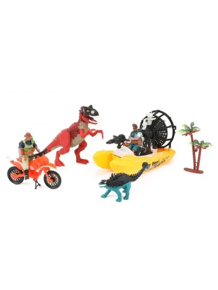 Playset World Of Dinosaurs con Moto e Barca Playset World Of Dinosaurs con Moto e Barca