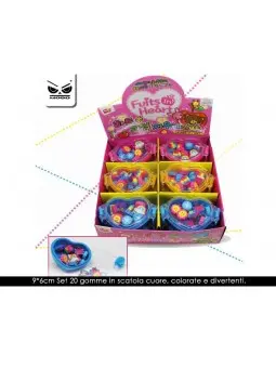Set 20 Gomme in Scatola a Cuore ST3971