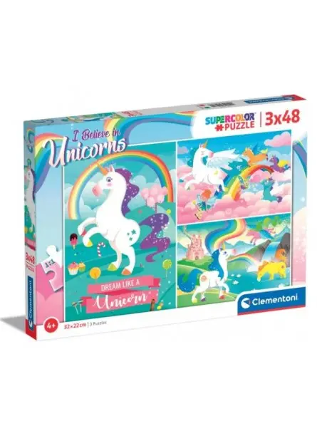 Super Color Puzzle Unicorn 3x48 pcs