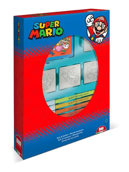 Super Mario Box 4 Timbri Con Pennarelli Giotto