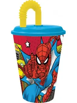 Spiderman Bicchiere con Cannuccia ml 430
