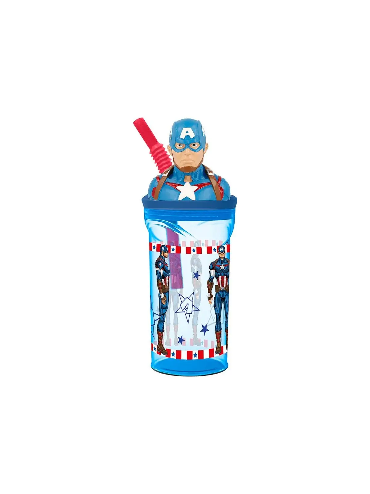 Captain America Bicchiere con Cannuccia 3D Tritan 360 m