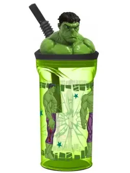 Hulk Bicchiere con Cannuccia 3D Tritan 360 ml