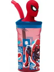 Spiderman Bicchiere con Cannuccia 3D Tritan 360 ml