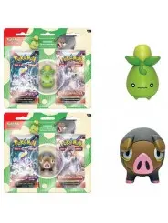 Pokemon Blister 2 Bustine con Mini Action Figure Gomma