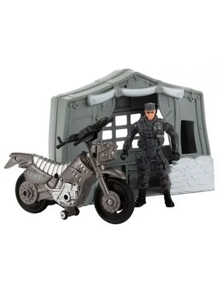 Alfafox Playset con Motocicletta e Tenda Militare