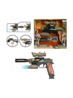 Pistola militar Alfafox con silenciador y linterna