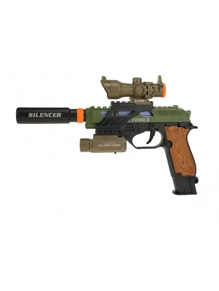 Pistolet militaire Alfafox avec silencieux et lampe de poche