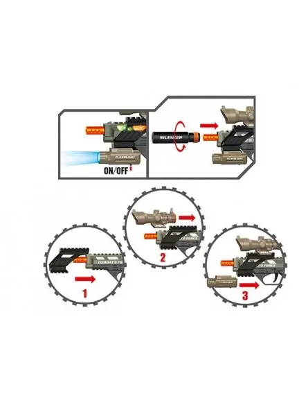 Pistola militar Alfafox con silenciador y linterna