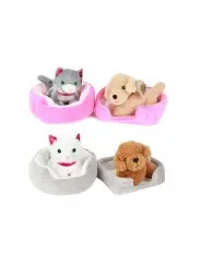 Peluche chien avec lit bébé 4 Ast