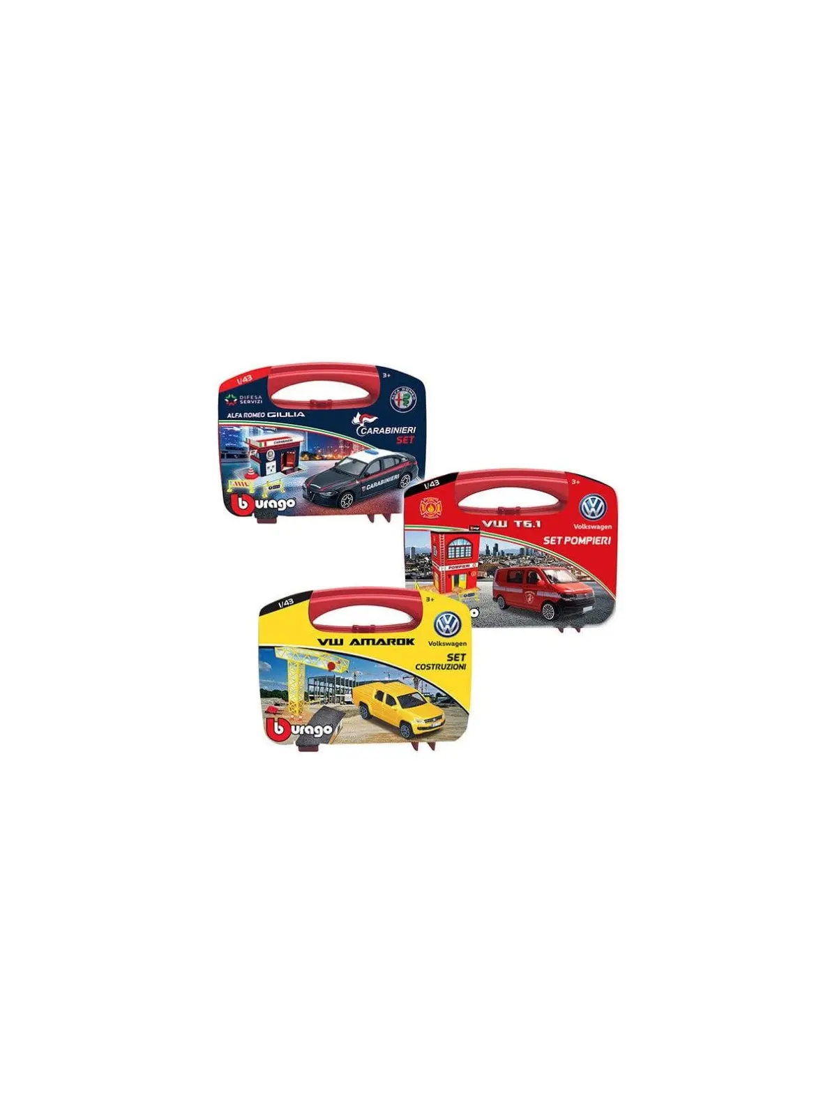 Burago Playset in Valigetta con Veicolo e Accessori Scala 1/43