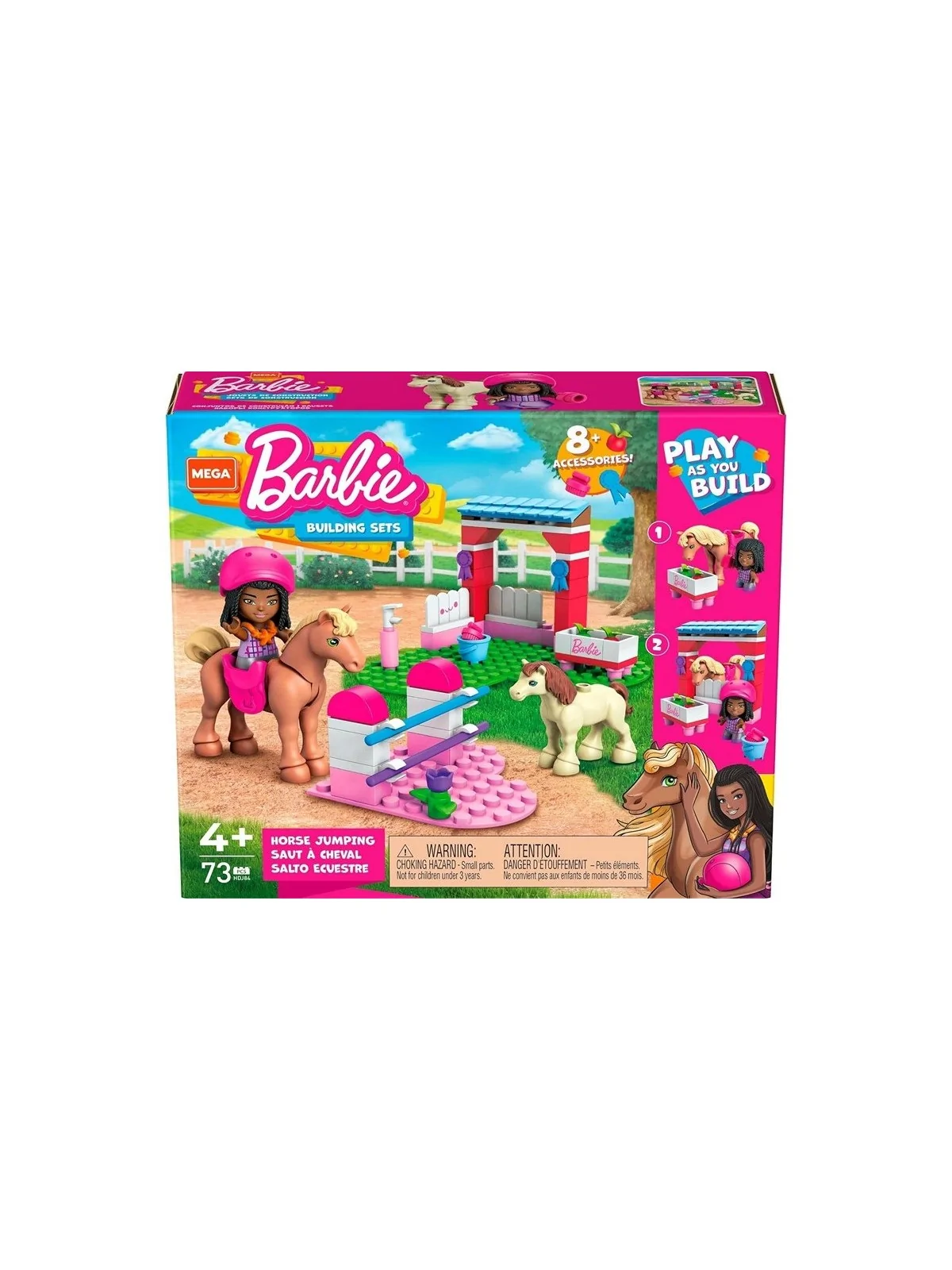 Barbie Mega Bloks Building Set Horse Jumping 73 PCS