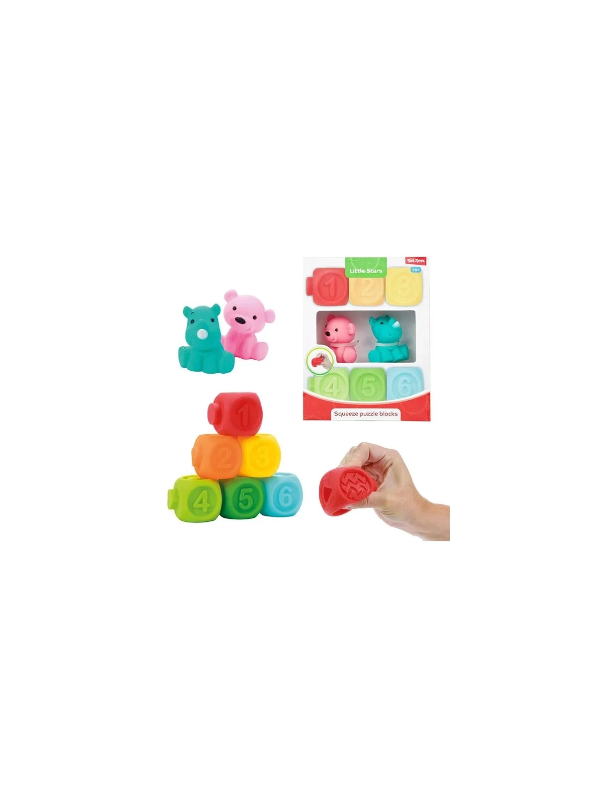 Little Stars Squeeze Puzzle Blocks 6 Pcs con 2 Personaggi