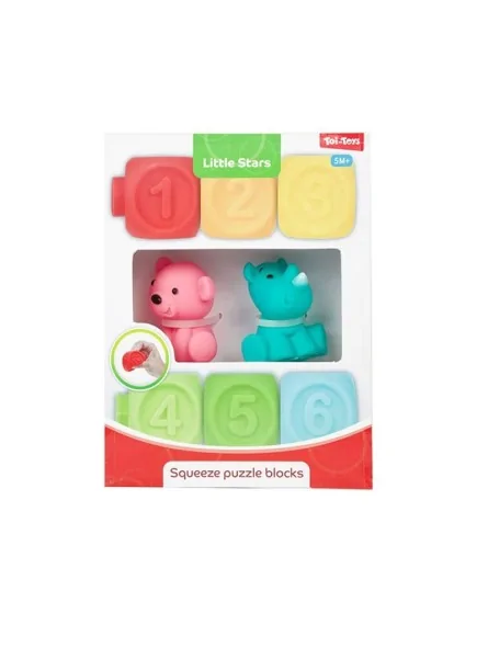 Little Stars Squeeze Puzzle Blocks 6 Pcs con 2 Personaggi