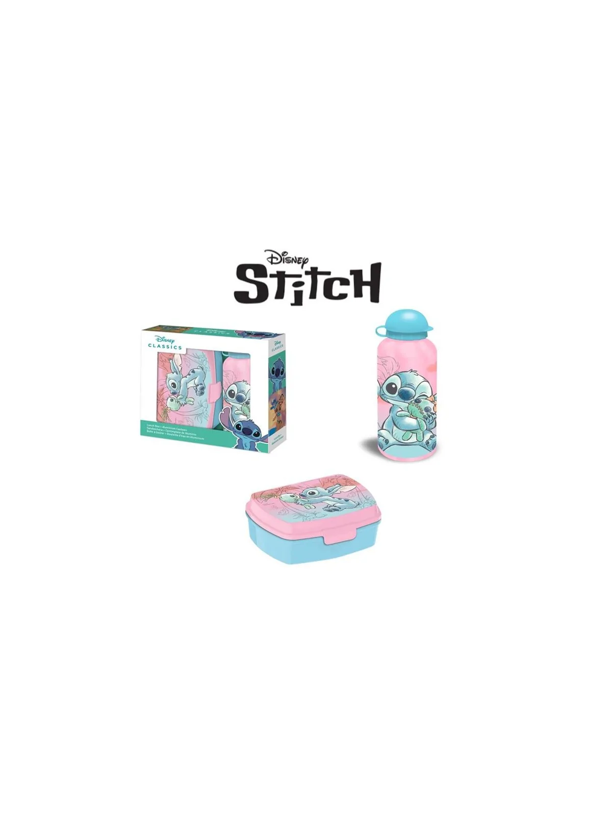 Disney Stitch Set Porta Merenda con Borraccia 500 ML