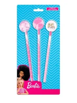 Barbie Set 3 Matite con Gomma