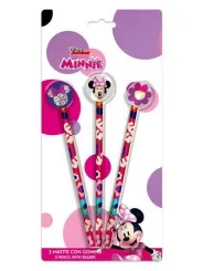 Minnie Set 3 Matite con Gomma