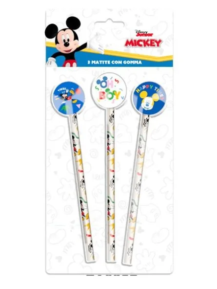 Mickey Set 3 Matite con Gomma