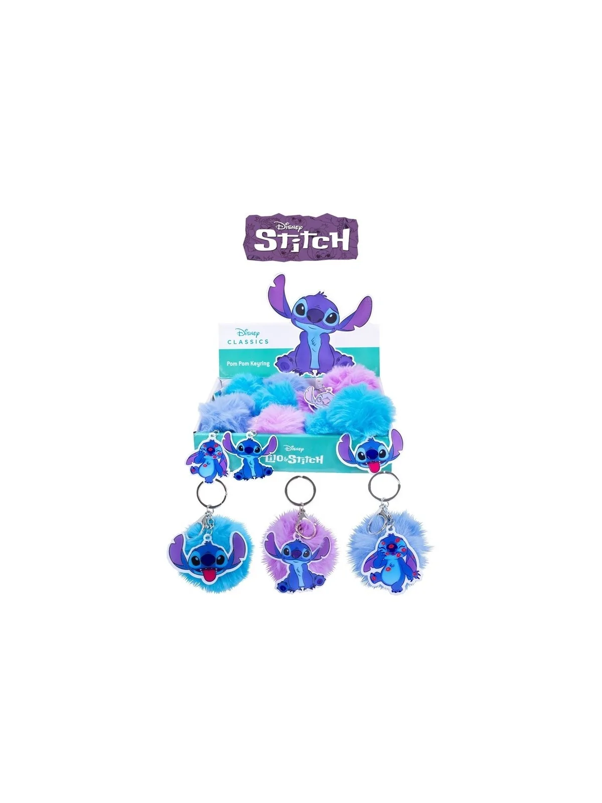 Disney Stitch Portachiavi Pompon 7 cm