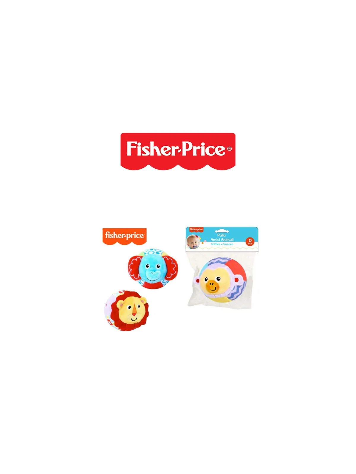 Fisher Price Palla Amici Animali Soffice e Sonora 3 Ast