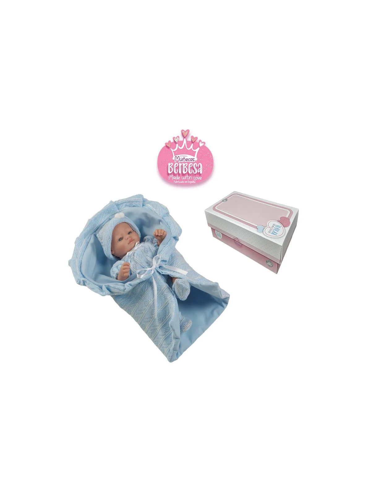 Berbesa Doll con Coperta e Vestito Azzurro 27 cm in Vinile