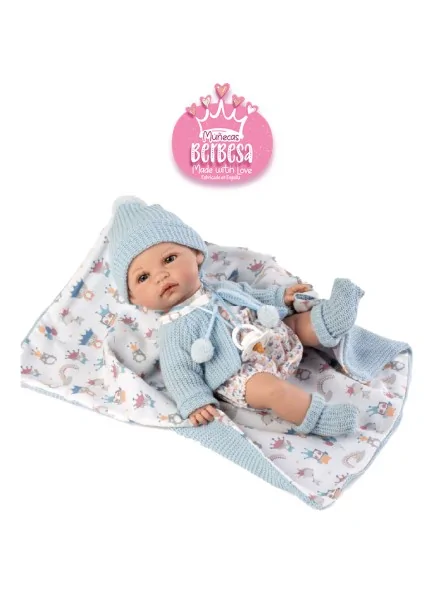 Berbesa Baby Coral Con Coperta e Giacca Azzurra 34 cm