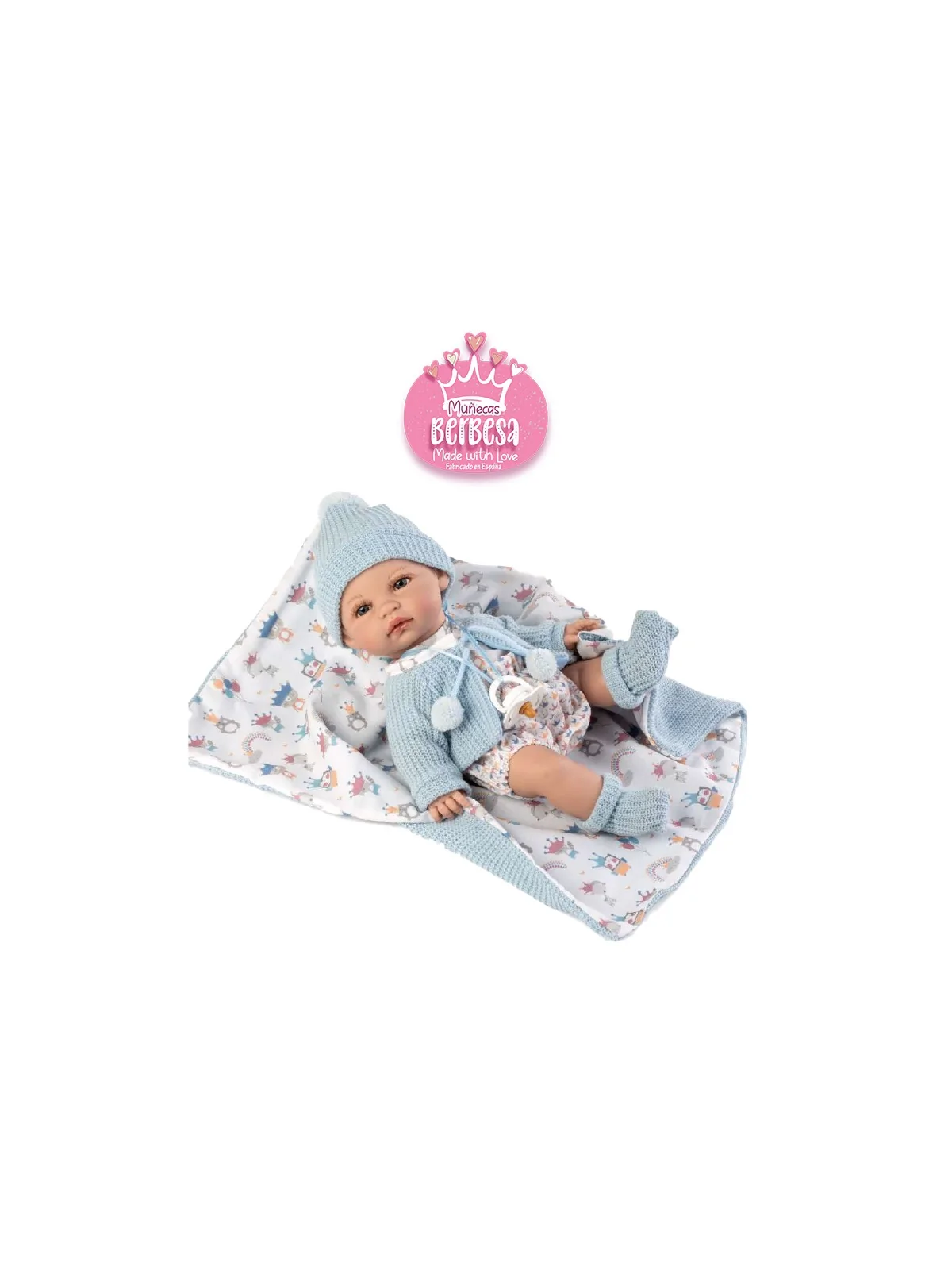 Berbesa Baby Coral Con Coperta e Giacca Azzurra 34 cm