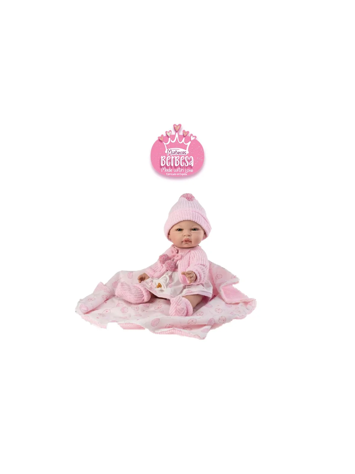 Berbesa Baby Coral Con Coperta e Giacca Rosa 34 cm