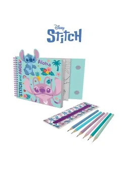 Stitch Notebook con Astuccio e Colori