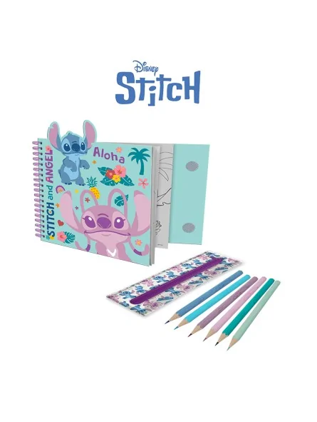 Stitch Notebook con Astuccio e Colori