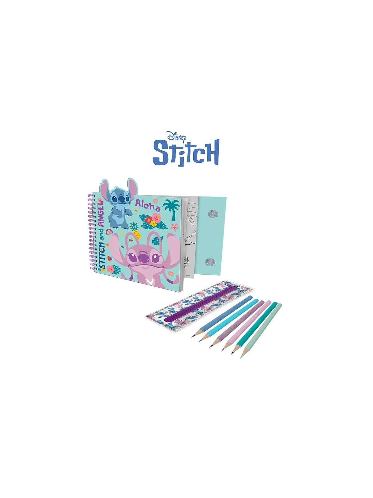 Stitch Notebook con Astuccio e Colori