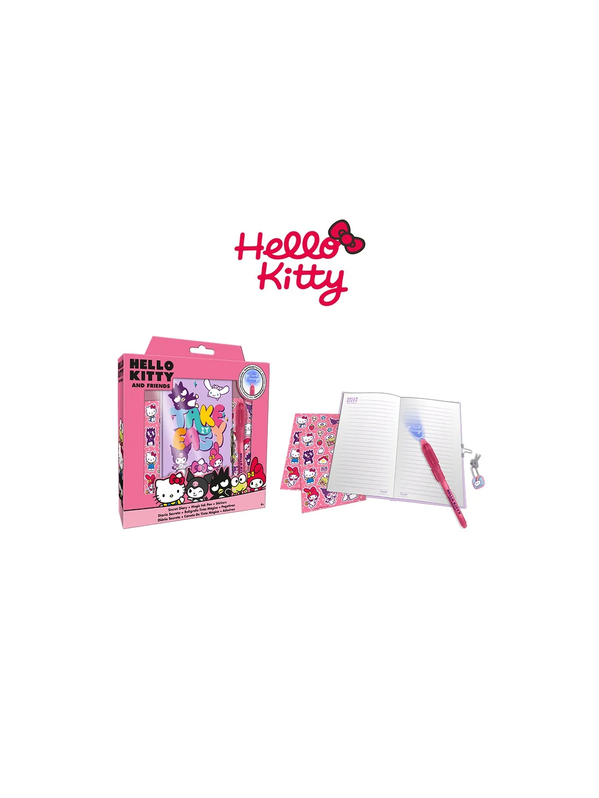 Hello Kitty Diario Segreto con Penna Magica e Stickers