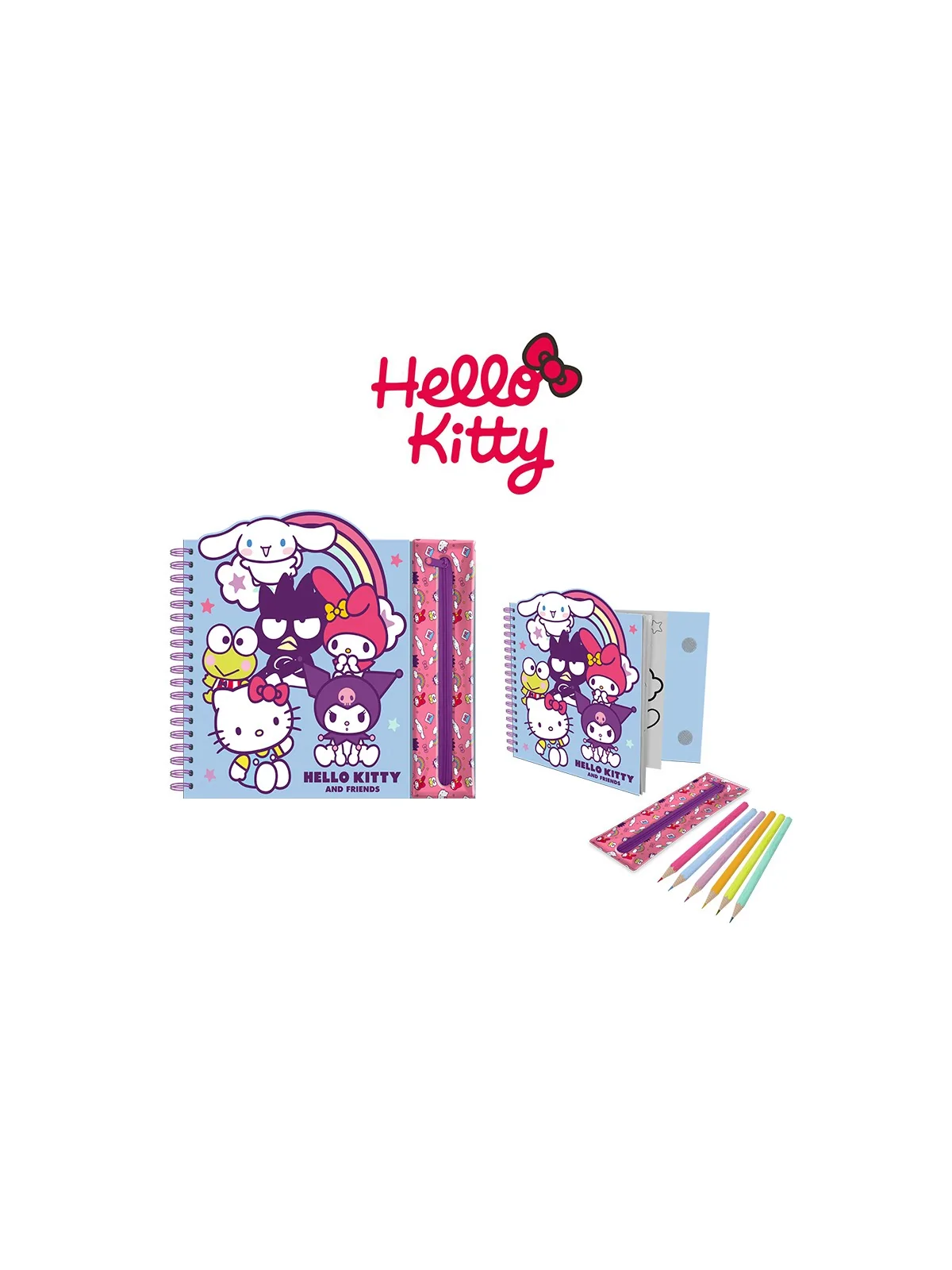 Hello Kitty Notebook con Astuccio e Colori