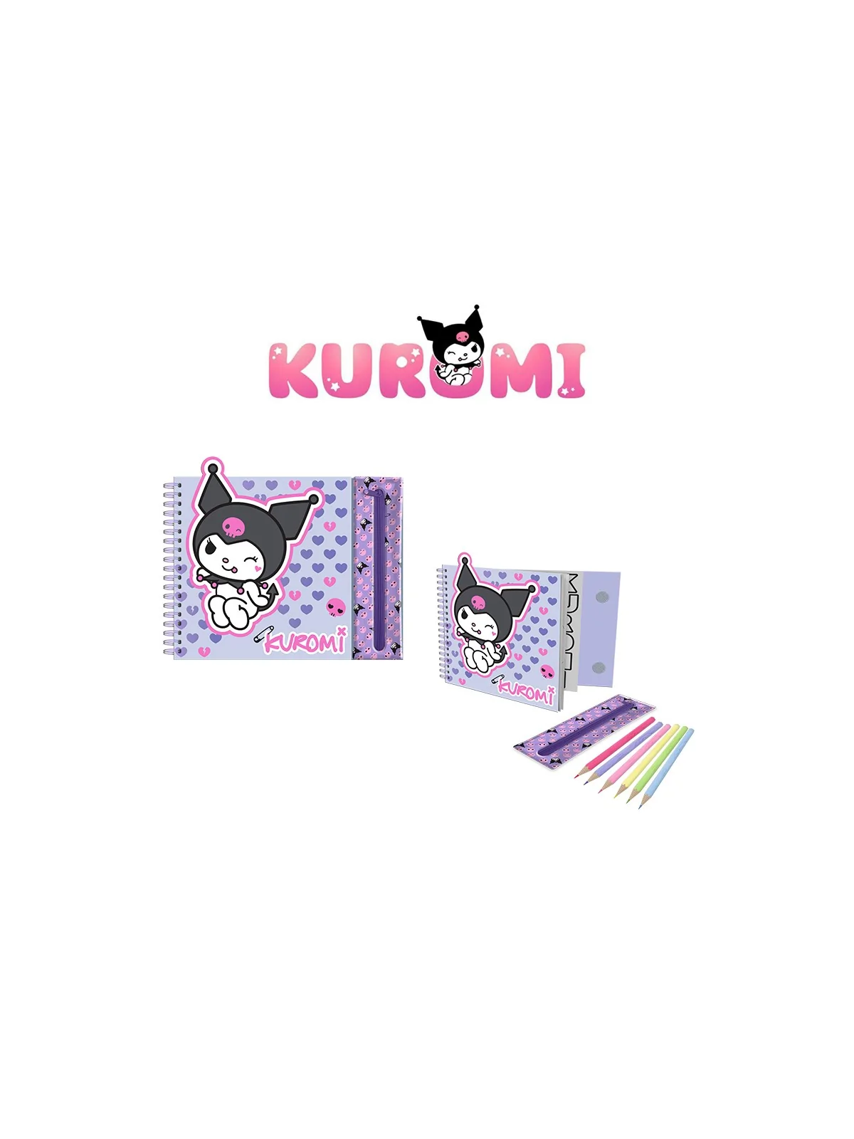 Kuromi Notebook con Astuccio e Colori