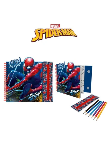 Spiderman Notebook con Astuccio e Colori