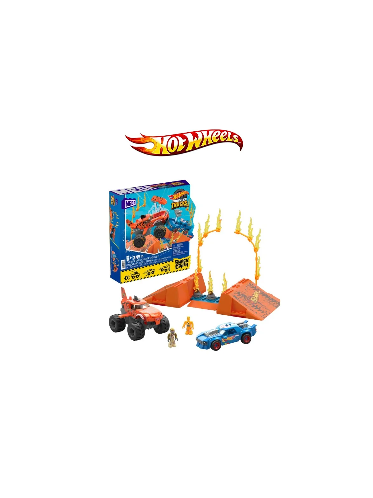 Hotwheels Monster Truks Tiger Shark Smash e Crash
