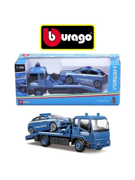 Burago Carro Attrezzi Polizia Con Auto Scala 1/43