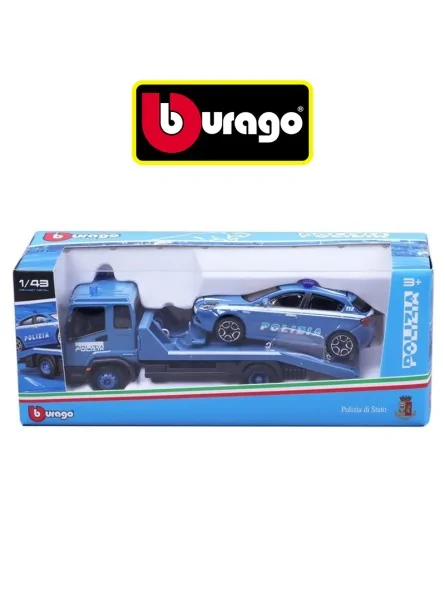 Burago Carro Attrezzi Polizia Con Auto Scala 1/43