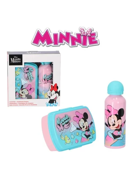 Disney Minnie Lunch Box con Borraccia in Alluminio 500 ML