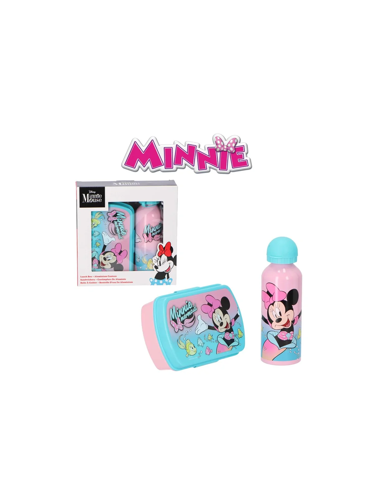 Disney Minnie Lunch Box con Borraccia in Alluminio 500 ML