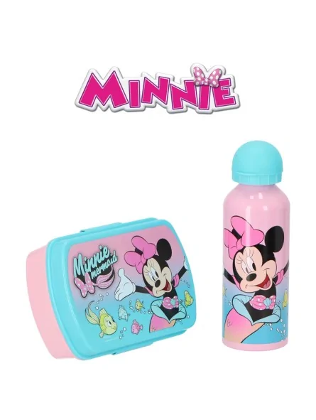 Disney Minnie Lunch Box con Borraccia in Alluminio 500 ML