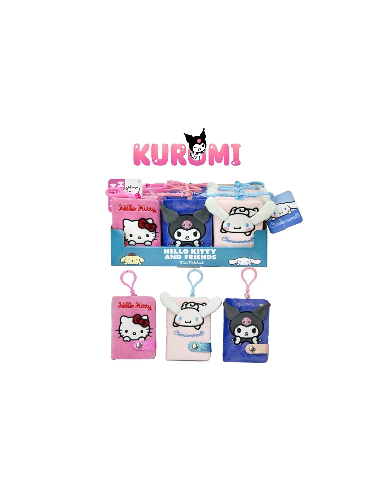 Kuromi Mini Notebook in Peluche Con Clip