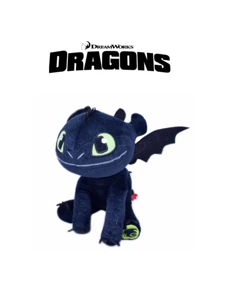 Peluche Dragon Trainer Nero seduto 47 CM