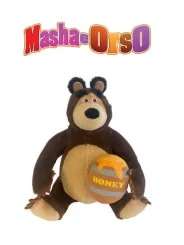 Peluche Masha e Orso Seduto con Barile di Miele 35 CM