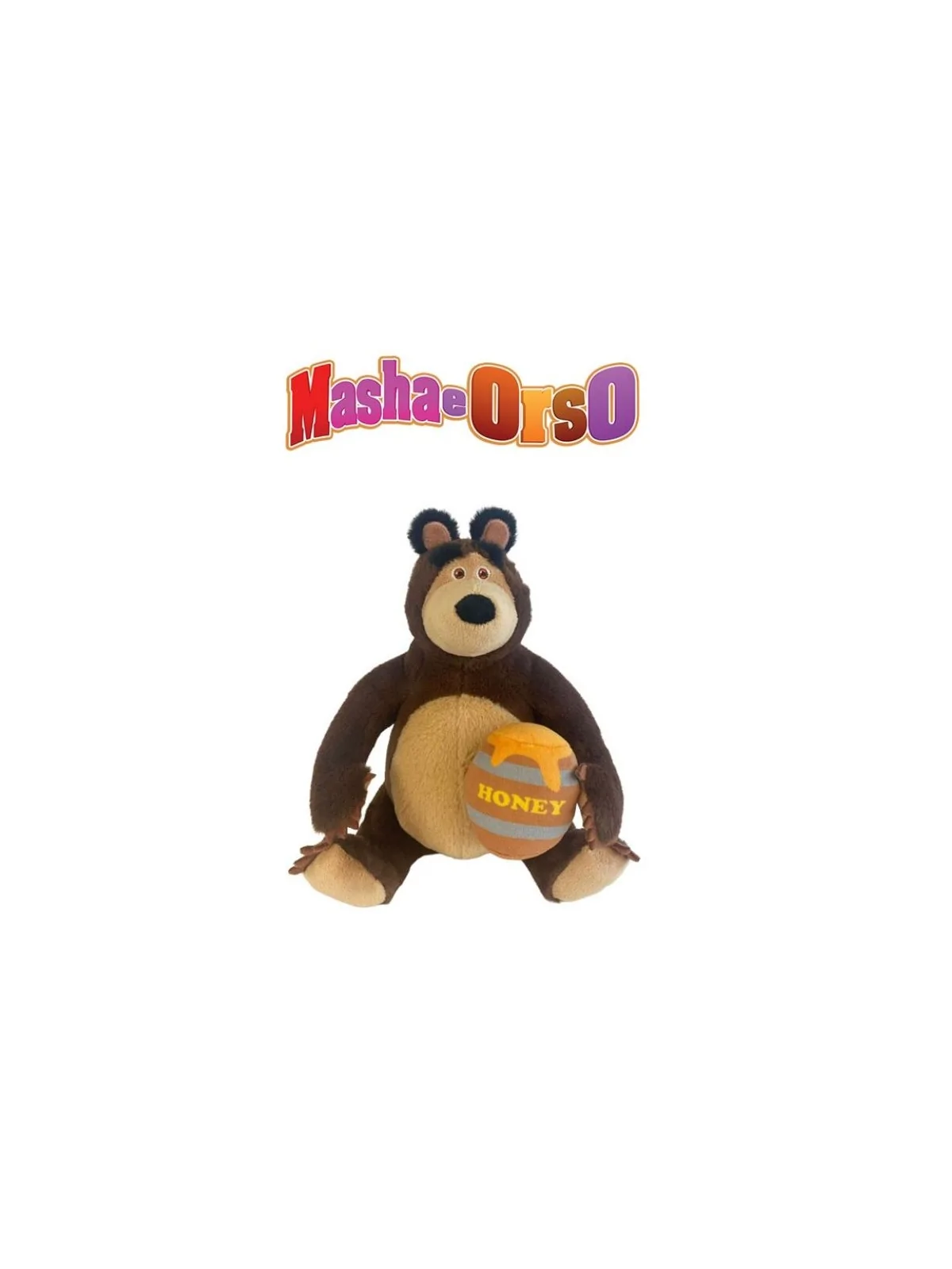 Peluche Masha e Orso Seduto con Barile di Miele 35 CM