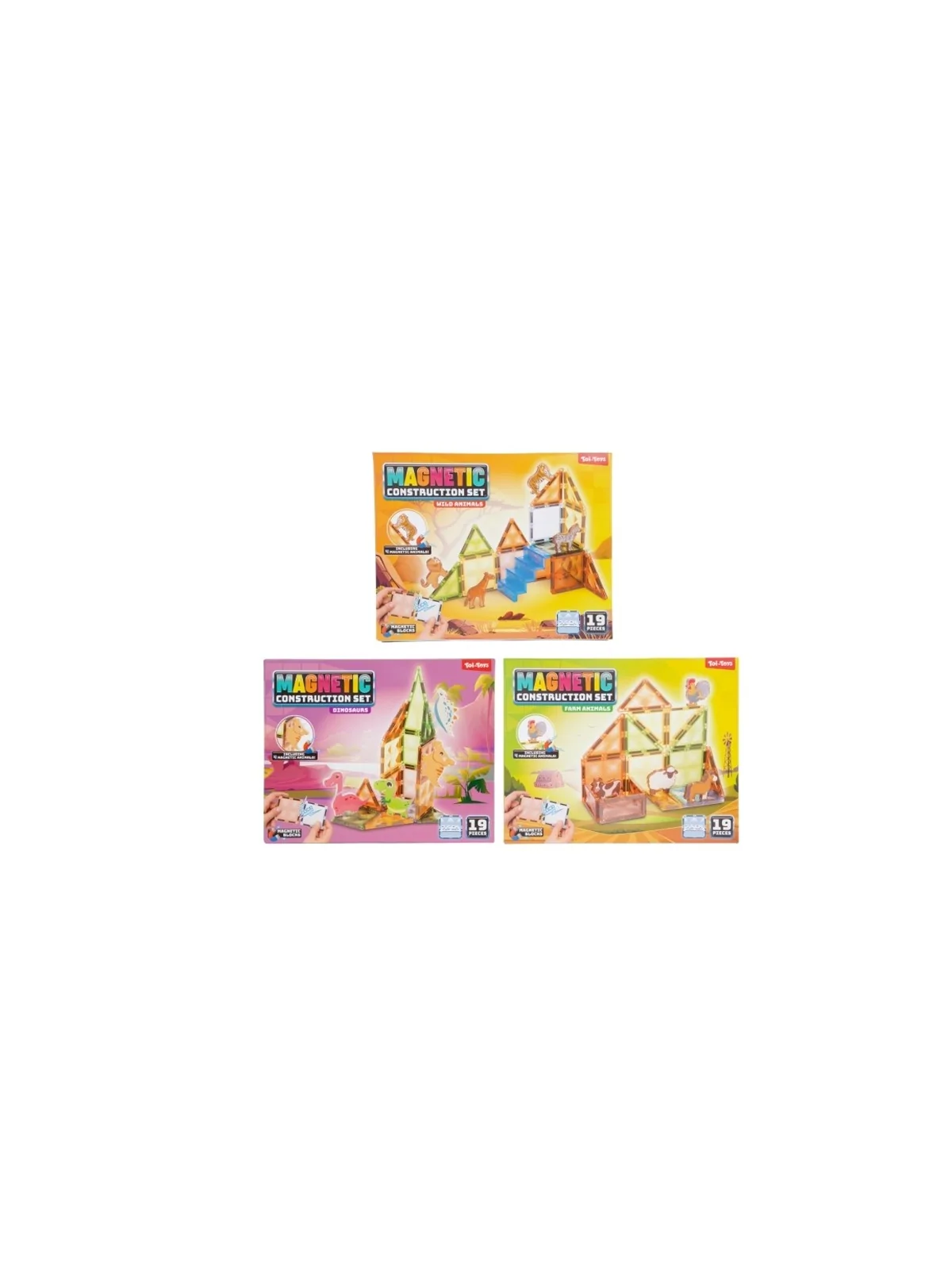 Magnetic Construction Set 3 Ast 19 Pcs