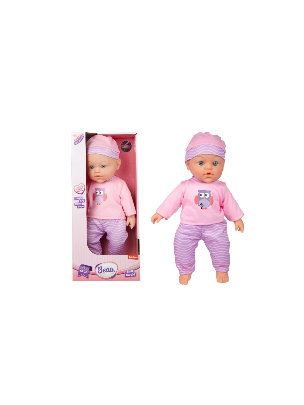 Baby Beau Doll Rosa Soft Touch con Suoni 40 cm