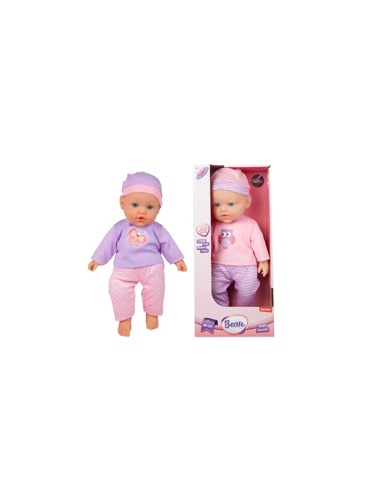 Baby Beau Doll Viola Soft Touch con Suoni 40 cm